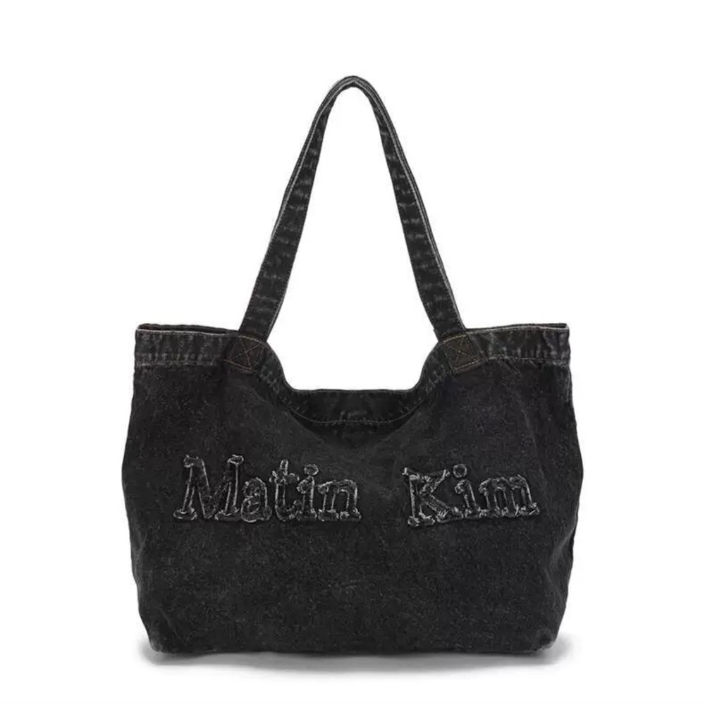 New Matin Kim Logo washed denim Tote Black